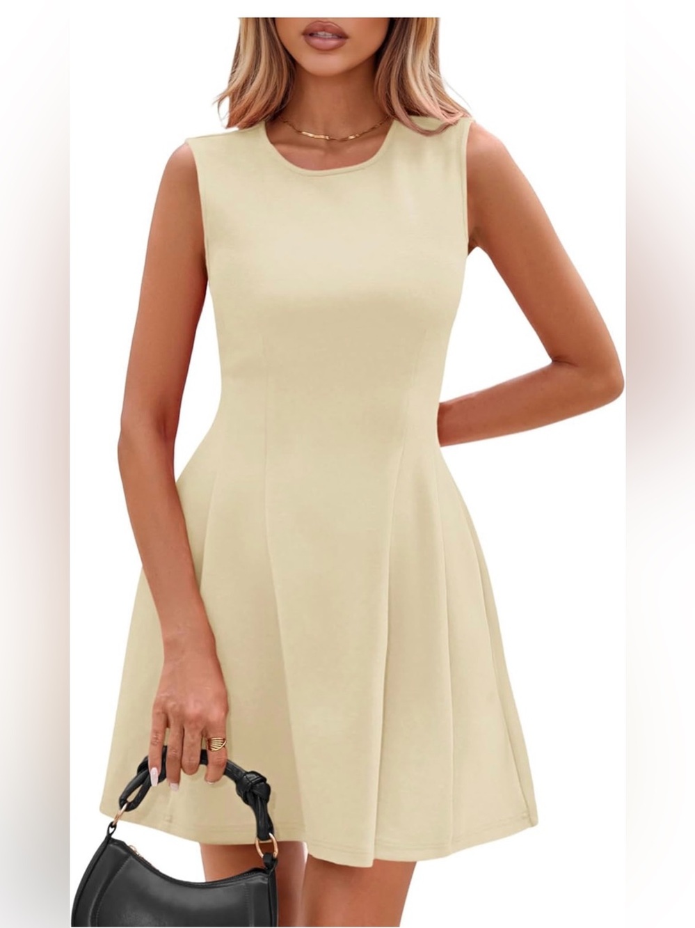 PRETTYGARDEN Beige A-Line Sleeveless Cocktail Dress Size M
